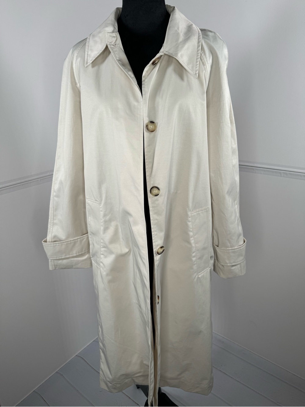 NWT 7 For All Mankind Ivory Cotton Blend Trench Coat Long Jacket Size Medium